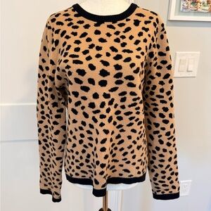 Halston Tan and Black Animal Print Sweater